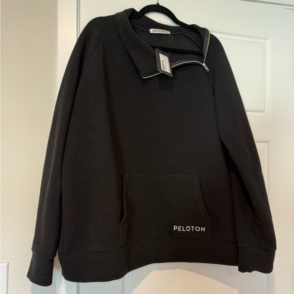 NWT Peloton Rib Side Zip Sweatshirt black Size XXL